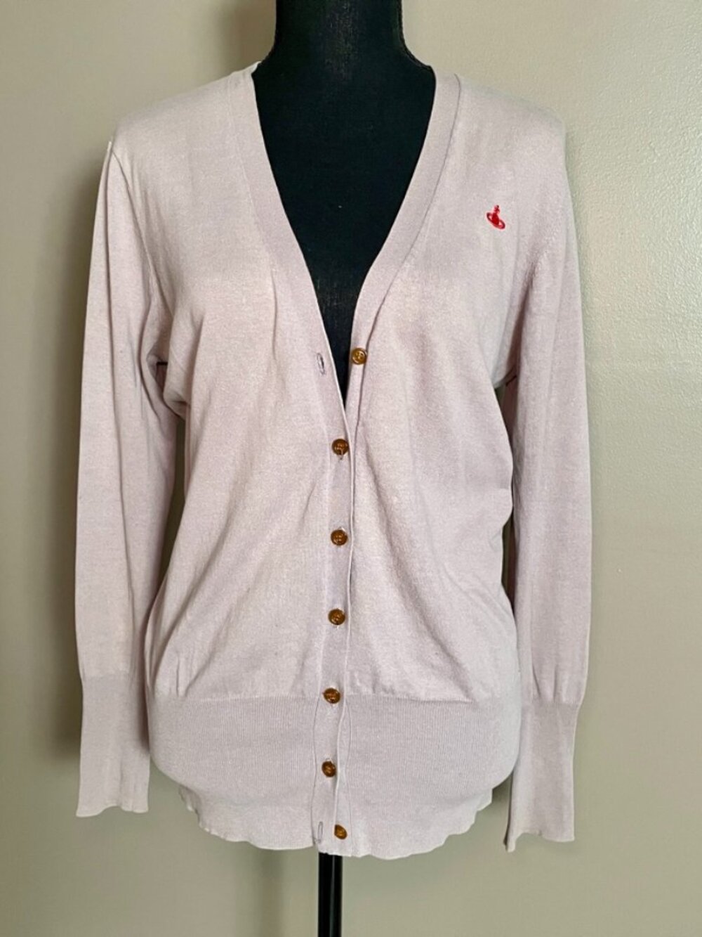 VIVIENNE WESTWOOD Red Label 100% wool blush pink Orb cardigan, size 2